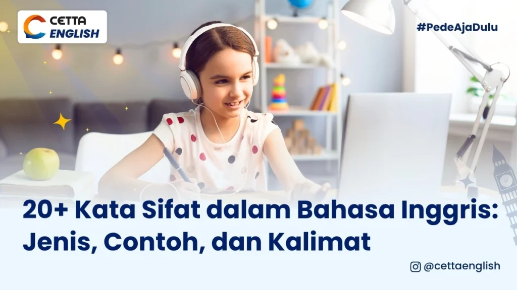 ilustrasi anak-anak yang belajar 20 kata sifat dalam bahasa Inggris