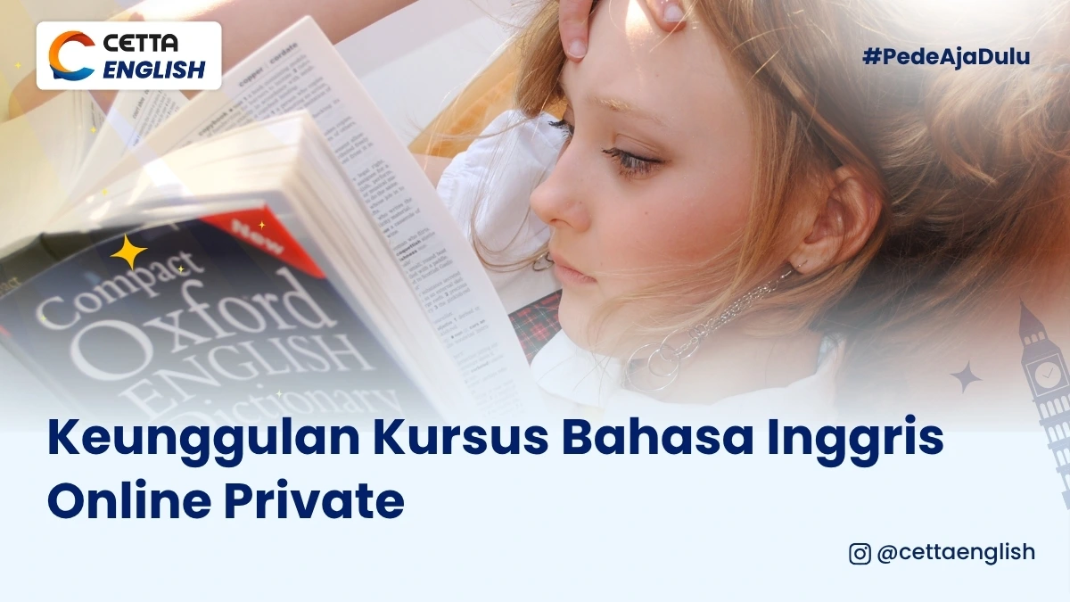 ilustrasi anak kecil yang membaca kamus oxford sebagai dampak keunggulan kursus bahasa Inggris
