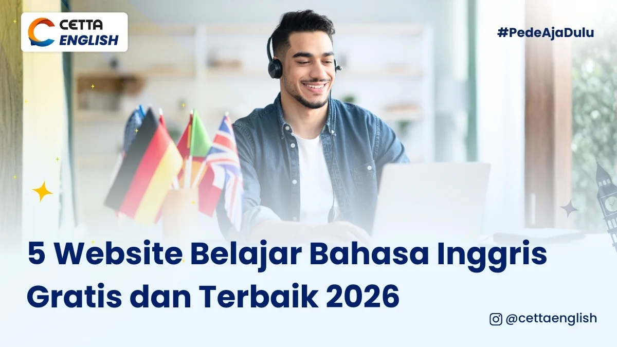 seorang pria sedang belajar bahasa inggris melalui website gratis terbaik 2026|gambar suasana tempat mengajar